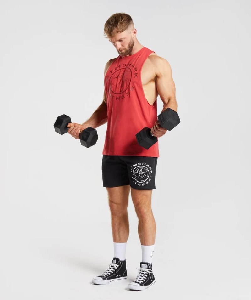 Podkoszulki Gymshark Legacy Drop Arm Męskie Czerwone | PL 692MUC